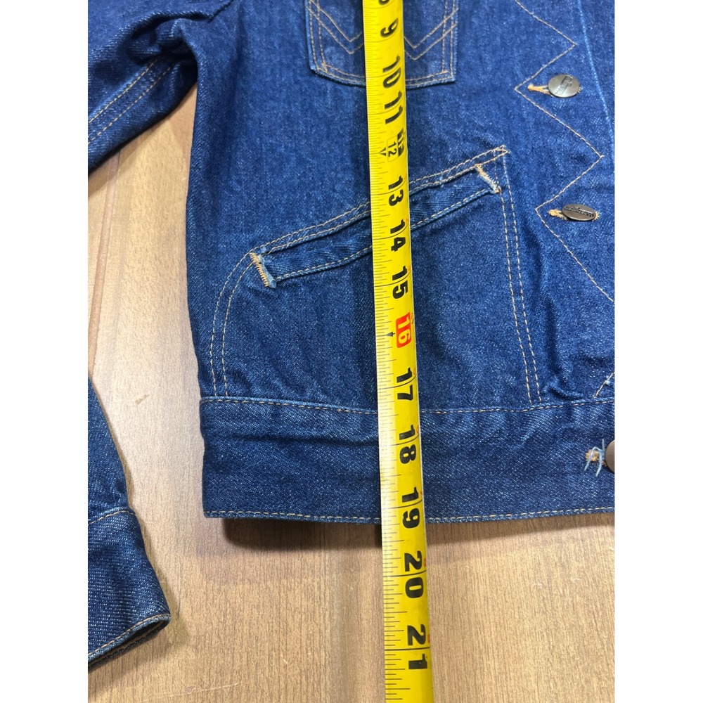 Wrangler Vintage Denim Trucker Jacket Made in USA Blue Cotton B1457PW Size 9 - Picture 7 of 11